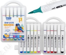 Набор акриловых маркеров 12 цв. 1-5 мм, кисть