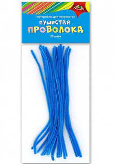 Проволока пушистая Апплика 30 см, 25 шт., голубая