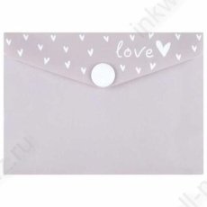 Папка-конверт на кнопке А7 105*74 мм Ф+ "Сердечко на бежевом"