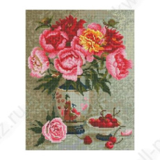 Алмазная мозаика с полн. зап. 30*40 см Три совы "Пионы и вишня" без подрамника