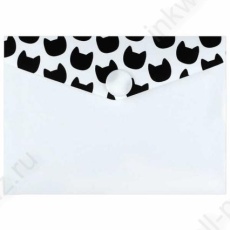 Папка-конверт на кнопке А7 105*74 мм Ф+ "Коты на черном"