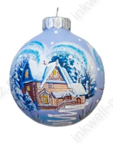 Шар стекло 8 см "Домик в лесу 3" 