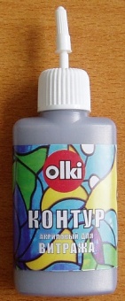 Контур акрил. 20 мл Olki серебро