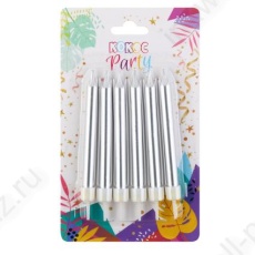 Набор свечей для торта 06 шт. "Silver" 8 см 