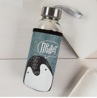 Бутылка стекл. 350 мл "Привет" в чехле