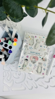 Скетчбук А5 греб. 40 л. Sweet CS "Котик карма" 200 г/м2 