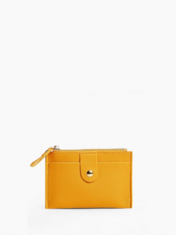 Картхолдер на молнии, желтый, экокожа