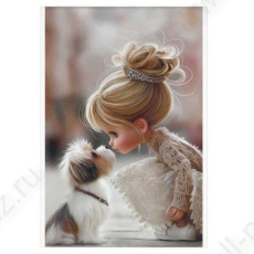 Блокнот А6 40 л. клетка Ф+ "Девочка с собачкой"