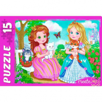 Пазл-макси 015 эл. ПП "Принцесса с котятами"