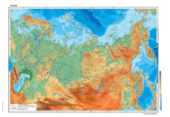Карта России физич. 1:7,5 млн 116*80 см, лам.
