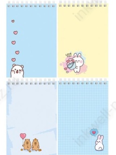 Блокнот А6 40 л. греб. клетка ПП "Милые животные" 