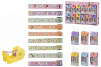Набор клейкой ленты для декора 9 шт. Basir "Кошки. Лапки" диспенсер