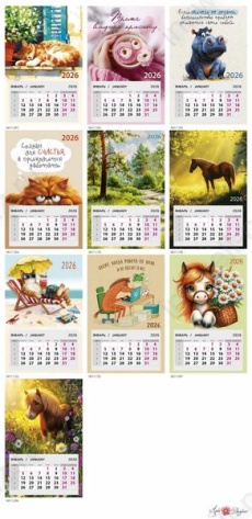Календарь на магните отрывной 2026 г. Арт Дизайн "Ассорти" 9,5*14,5 см