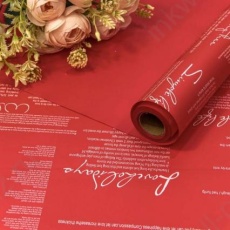 Пленка для упаковки 58 см*10 м красный с надписями