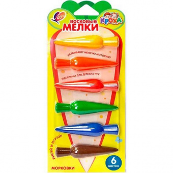 Мелки воск. 06 цв. ЛУЧ "Морковки" фигурн.