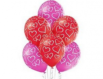 Шар возд. №14 "Сердца мелом" шелк.