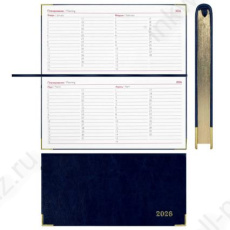 Еженедельник дат. 2026 г. А6 64 л. интегр. обл. Escalada "Сариф" иск. кожа., синий