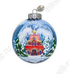 Шар стекло 8 см "Терем в лесу" 